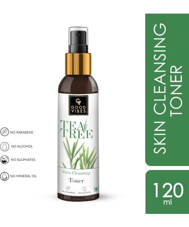 Good Vibes Tea Tree Skin Cleansing Toner - 120 ml - Cleanses Skin Unclogs Pores & Maintains Skin pH Level - Buy Online on GoSupps.com