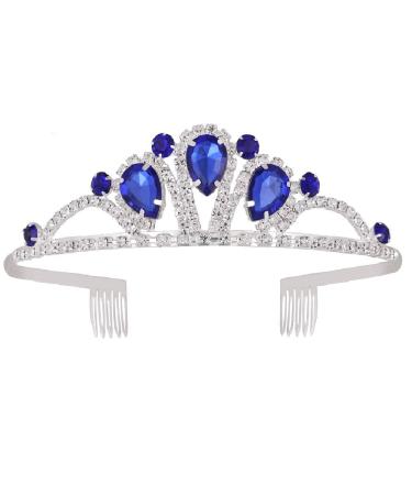 Tiaras Crowns for Women Girls with Combs Princess Tiara Elegant Crown Headbands Bridal Wedding Prom Birthday Party (Blue.)