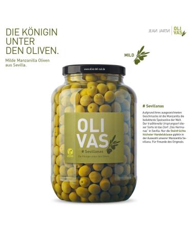 Buy OLIVAS Sevillanas 2 500g - Authentic Mild Manzanilla Olives from Seville | The Queen of Olives - Buy Online on GoSupps.com