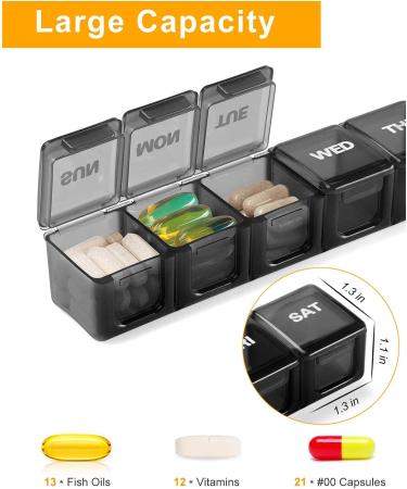 TookMag Extra Large Pill Organizer - 7 Day XL Weekly Pill Box for Vitamins, Fish Oil & Supplements - Buy Online on GoSupps.com