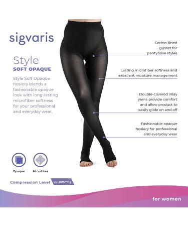 Buy SIGVARIS Women s Soft Opaque 840 Open Toe Pantyhose 20-30mmHg - Large Long Black - Fast International Shipping - Buy Online on GoSupps.com