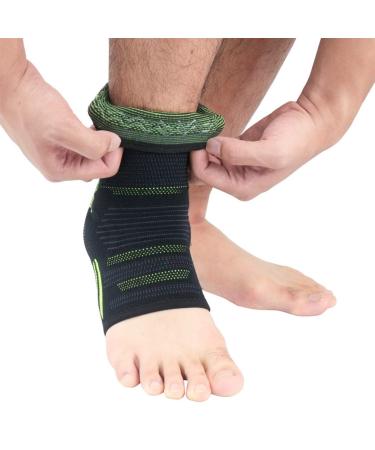 Buy 1pc Silicone Ankle Brace - Ankle Support Sleeve for Running & Sprains - Comfortable Black & Green Ankle Pads - Buy Online on GoSupps.com