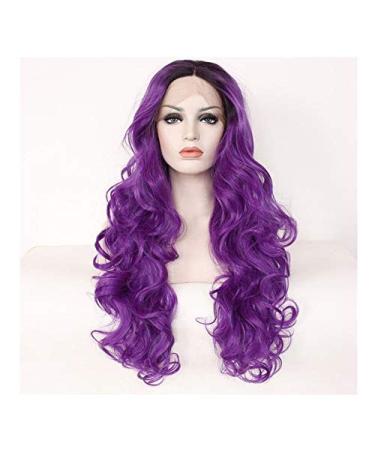 BGHJUE Long Natural Wavy Lace Front Wig - 70cm Synthetic Green Purple Hair | International Shipping - Buy Online on GoSupps.com