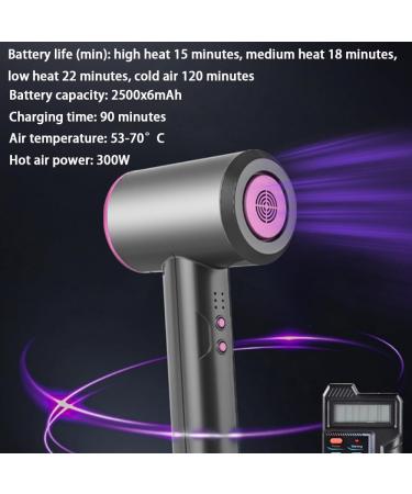 Cold/Hot Cordless Hair Dryer Portable Rechargeable Blow Dryer High-Speed Travel Hair Dryer Low Noise Home Hair Dryer for Women and Men - Buy Online on GoSupps.com