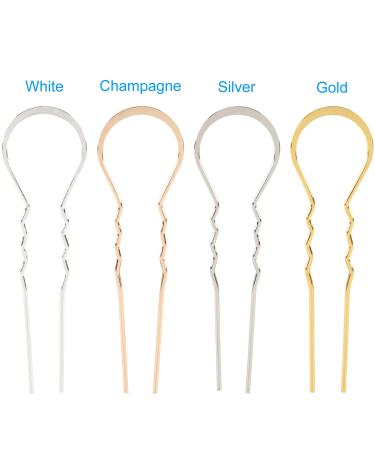 20 Pack Gold Silver U Shaped Hair Fork Pins - Long Metal Alloy Hair Sticks for Bun Updo - Hair Accessories Bulk - Buy Online on GoSupps.com