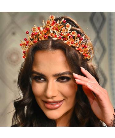 Kilshye Red Queen Headband Gold Leaf Costume Headpiece Rhinestone Hair Accessories for Women - Buy Online on GoSupps.com