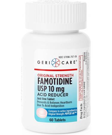 GeriCare Regular Strength Famotidine 10mg Tablets, Acid Reducer, Relief for Heartburn, Acid Reflux and Acid Indigestion, 60 Count (Pack of 1) Regular Strength 60 Count (Pack of 1) - Buy Online on GoSupps.com