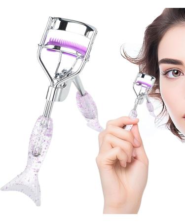 Uitseld Eye Lash Curler - Precision Fish Tail Shape Lash Curler with Comb Teeth | Portable Makeup Supplies Beautiful Ergonomic Eyelash Tools for Eye-Opening Lifted Lashes A4 Chrome Plated With Purple Comb Purple Mermaid - Buy Online on GoSupps.com