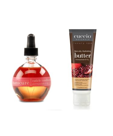 Cuccio Pomegranate & Fig Hydration Essentials Kit- 75ml Cuticle Oil & 4oz Butter Tube Red