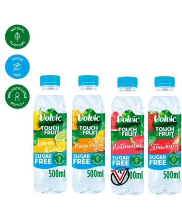 Touch of Fruit Sugar Free Strawberry Watermelon Mango Lemon & Lime Natural Flavoured Water 500ml | VIMIX Mixed Natural Flavoured Water (12 Mixed) Assorted 12 Mixed - Buy Online on GoSupps.com