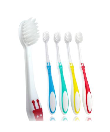 MISOdental Advanced Manual Toothbrush for Children (All Slim 3-6)  Soft Bristles  Small Head  Refreshing  4 Pcs  Made in Korea  Included Protection Caps