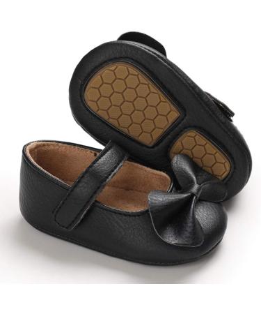 LACOFIA Baby Girls Anti-Slip Mary Jane Shoes | Infant Princess Party Prewalkers 6-12 Months | Bowknot Design | C Black - Buy Online on GoSupps.com