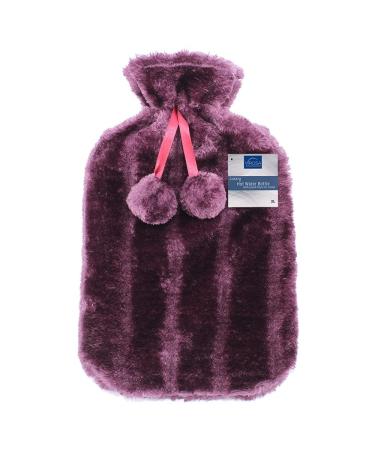 VIROSA Hot Water Bottle with Premium Cozy Fluffy Cover | Large 2L Capacity | Best for Relief from Back Neck and Leg Muscle Pain and Cramps (Violet)