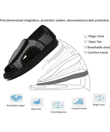 ZJING Men's Diabetic Recovery Shoes - Adjustable Orthopedic Wide Width Walking Slippers for Arthritis, Edema, Swollen Feet - Grey - Size 12 - Buy Online on GoSupps.com
