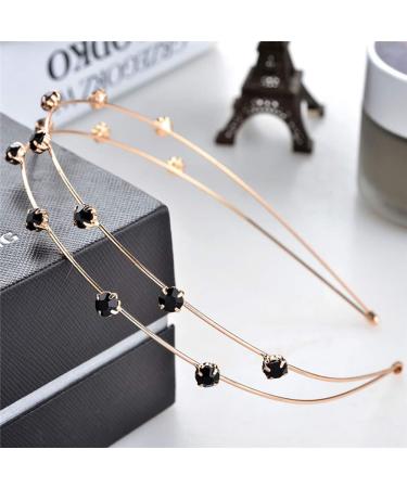 Fodattm Sweet Rhinestone Double Row Headband Hair Hoop Crystal Hairband Hair Accessories for Women (gold) - Buy Online on GoSupps.com