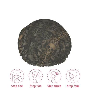 Gothic Skull Printed Waterproof Shower Cap for Women - Fits All Head Sizes & Hair Textures - Buy Online on GoSupps.com