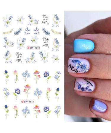 Floral Nail Art Stickers Decals - Water Transfer Butterfly, Blossom, Dragonfly Designs - Spring Manicure Supplies for Women and Girls - Buy Online on GoSupps.com