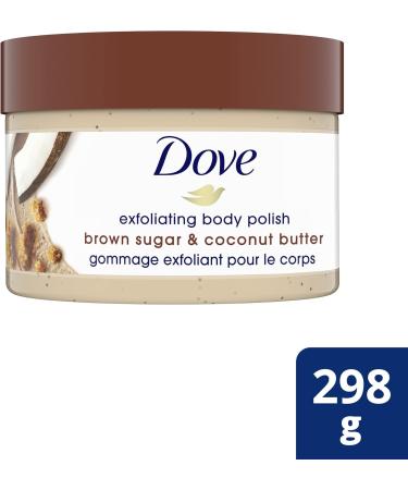 Dove Exfoliating Body Polish for silky smooth skin Brown Sugar & Coconut Butter body scrub exfoliates & restores skin's natural nutrients 298 g Brown Sugar & Coconut Butter 298 g (Pack of 1) - Buy Online on GoSupps.com