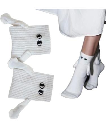 ERICAT Couple Holding Hands Sock 3D Magnetic Suction Doll | Mid Tube Unisex Funny Cute Funny Socks | White - Buy Online on GoSupps.com