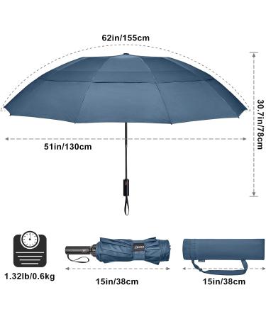 G4Free 62 Inch Large Golf Umbrella - Compact Reverse Travel Umbrella, 10 Ribs Windproof, Automatic Open Close, Blue - Buy Online on GoSupps.com