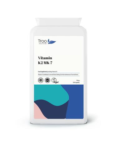 Troo Vitamin K2 MK-7 100mcg 120 Capsules - Highly Bioactive Vit K2 Bone Support Supplement Using MK7 - Easy Swallow - Suitable for Vegans - 4 Month Supply