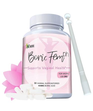Boric Acid Vaginal Suppositories - 30 Count, 600mg - 100% Pure Made in USA - Boricfem Support Vaginal Health (One) - Buy Online on GoSupps.com