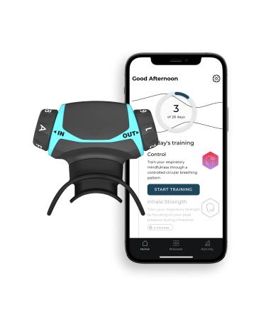 Airofit Active™ Breathing Trainer & Virtual Breathing Guided App | General Well-Being, Muscle Trainer for Enhanced Lung Capacity, Improved Active Lifestyle | Excellent For People In Sports & Well-Being Turquoise