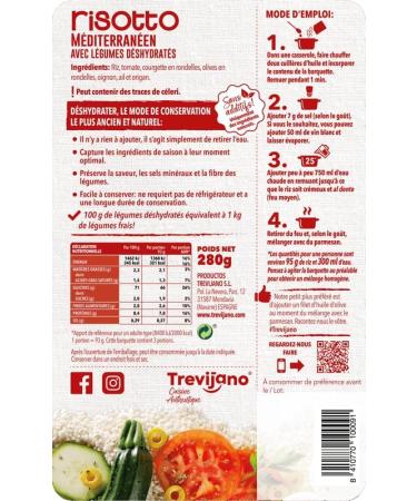 TREVIJANO Mediterranean Risotto: 7 sachets of 280 g each. A mixture of rice and vegetables without additives. Each sachet contains 3 portions of Risotto - Buy Online on GoSupps.com