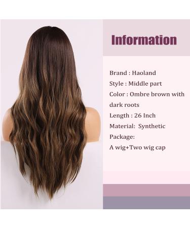 Natural Brunette Long Curly Wig for Women - 26 Inch Heat Resistant Synthetic Hair - Buy Online on GoSupps.com