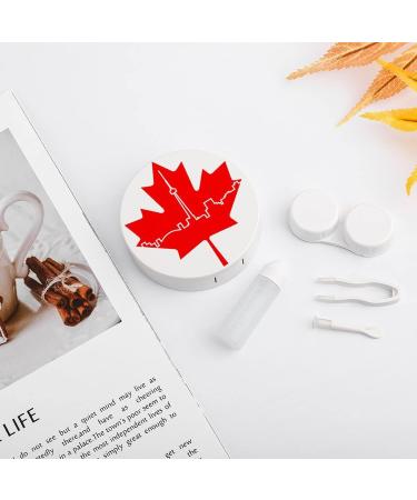 Maple Leaf Skyline Round Case For Contact Lens Kit Storage Box with Mirror Printed - Buy Online on GoSupps.com