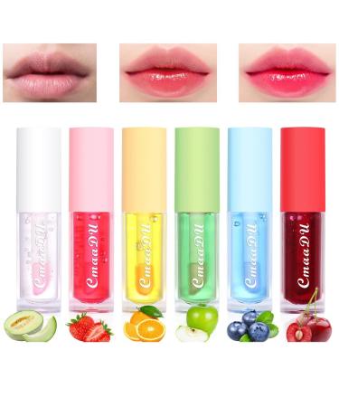 6Pcs Mini Color Changing Lip Balm Set - Hydrating Lip Glow Oil Set/Tinted Lipstick Fruit-Flavored Lip Gloss Sets/Moisturizing Lip Tint Lip Care Kit