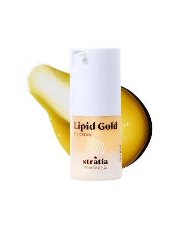 Stratia Lipid Gold Eye Cream Moisturizer & Anti-Aging Skin Care for Dark Circles Fine Lines Wrinkles & Under Eye Brightener 0.5 fl. oz