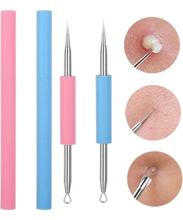 Acne Needle Double Head Comedone Acne Extractor Remover Stainless Needles Pimple Extractor Remove Tools (Color : Random Color) Random Color Blue Pink - Buy Online on GoSupps.com