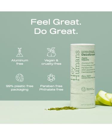 Hey Humans Deodorant Aluminum Free Deodorant for Women and Men Contains Naturally Derived Ingredients All Day Odor Control Refreshing Essential Oils Earth Friendly Package Apple Matcha Apple Matcha 2 Ounce (Pack of 4) - Buy Online on GoSupps.com
