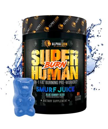 ALPHA LION Superhuman Burn 2-in-1 Metabolism Booster Pre Workout, Weight Loss Supplement, Appetite Suppressant, Fat Loss Support, Energy & Focus Powder (21 Servings, Blue Gummy Bear Flavor) Smurf Juice