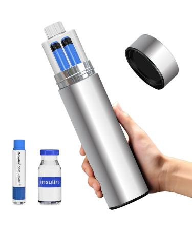 48H Insulin Pens Cooler Travel Case TSA Approved Diabetic Medicine Travel Cooler Portable Insulin Medical Cooler Silvery