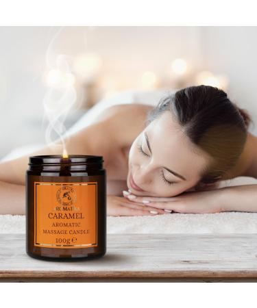 Scented Massage Candle Caramel - Relaxing 3.5Oz Soy Wax with Coconut & Almond Oils - Aromatherapy Gift for Body Care & Beauty - Buy Online on GoSupps.com