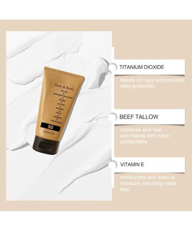  G n rique Beef Tallow Sunscreen SPF 50 Tallow Sunblock Lotion Non-Greasy Broad Spectrum Cream Moisturizing Skin Protection for Face Body Natural Daily Sun Care - Buy Online on GoSupps.com