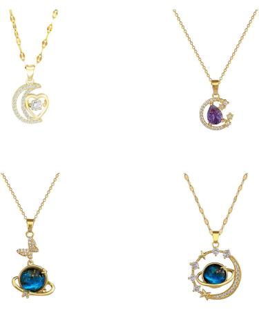 Oralgo Star Planet Pendant Necklace | Exquisite Adjustable Collarbone Jewelry for Women & Girls - Buy Online on GoSupps.com