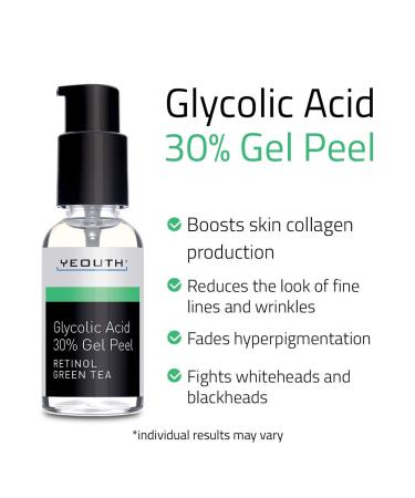 Yeouth Glycolic Acid 30% Gel Peel - Exfoliating Facial Peel | 2 fl oz (60 ml) - Buy Online on GoSupps.com
