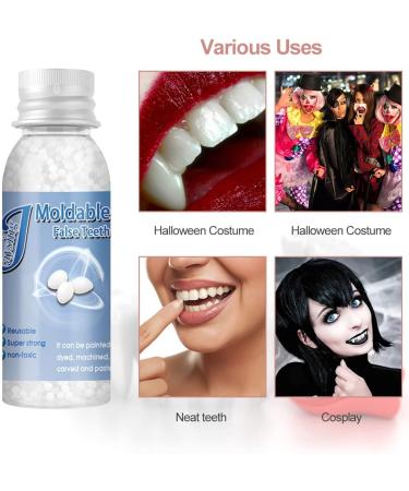 Provisional Dentures & Temporary Tooth Repair Set - Vampires Fake Dentures for Halloween & Cosplay (30ml) | International Shipping Available - Buy Online on GoSupps.com