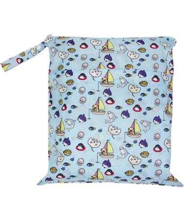 Egurs Wetbag Waterproof Reusable Diaper Bag - Marine Life Design | Eco-Friendly Nappy Bag (30x36cm) - Buy Online on GoSupps.com