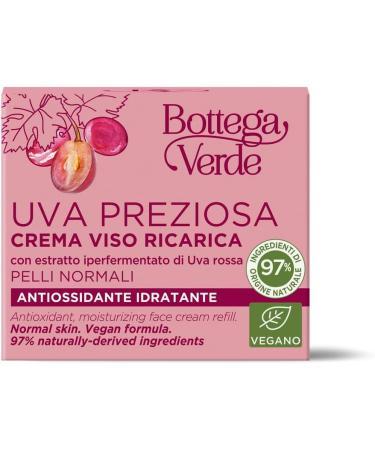  Bottega Verde Precious Grapes - Face Cream - Refill - Moisturizing Antioxidant - with Hyperfermented Red Grape Extract - for Normal Skin - Buy Online on GoSupps.com