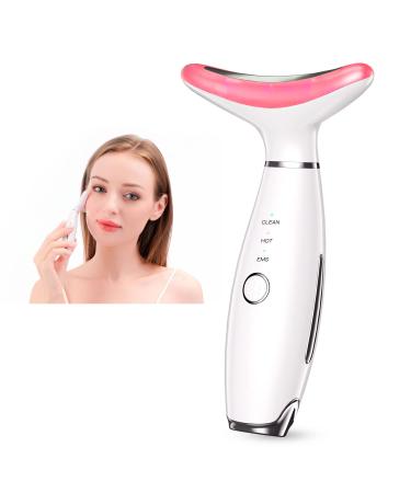 Anti Wrinkles Face Neck Massager, Vibration Facial Massager Device, with Triple Action Modes for Skin Care,Improve,Tightening,Firm and Smooth White