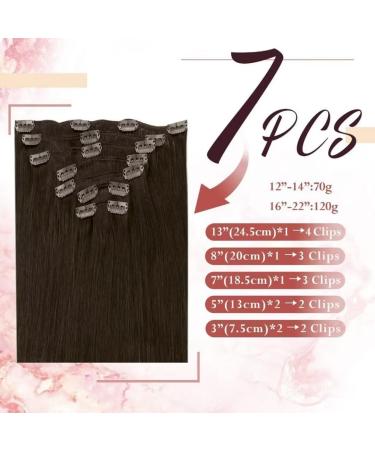Easyouth Brown Clip in Hair Extensions Human Hair 16 120g 7Pcs Double Weft Darkest Brown Real Hair Clip ins 16 2-7Pcs Clip #2 - Buy Online on GoSupps.com
