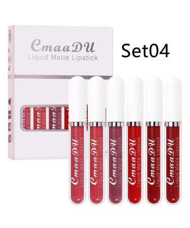 6Pcs Matte Lipgloss Kit - Long Lasting & Waterproof Velvet Liquid Lipstick Set (Color-04) - Buy Online on GoSupps.com
