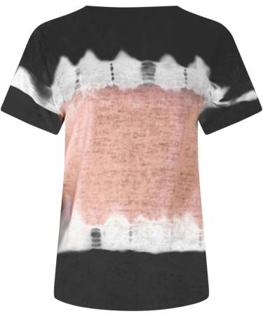 LADIGASU Women's Patriotic Tie Dye T-Shirt | Floral 4th of July Graphic Tee | Short Sleeve Round Neck | Summer Top (Medium, C-Black) - Buy Online on GoSupps.com