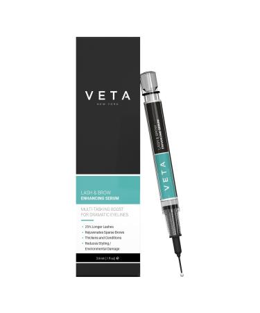 Lash and Eyebrow Serum. Powerful Eyelash Growth Water-Based Serum Formula for 25% Longer Lashes with Soy Protein Repair Vitamin C Complex and Collagen Boost. Results in 4 Weeks - 1 fl oz - Veta