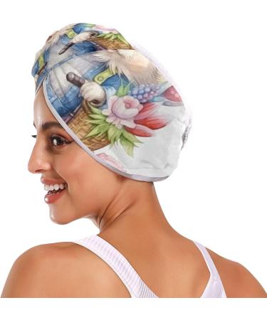 Rabbit Flower Bike Hair Towel 2 Pack - Super Absorbent Quick Dry Hair Turbans for Women & Girls - Buy Online on GoSupps.com
