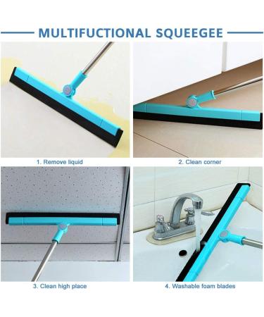Adjustable Professional Floor Squeegee with 50 Handle - Ideal for Garage, Tile, Shower, and Hair - Foam Water Wiper - Buy Online on GoSupps.com